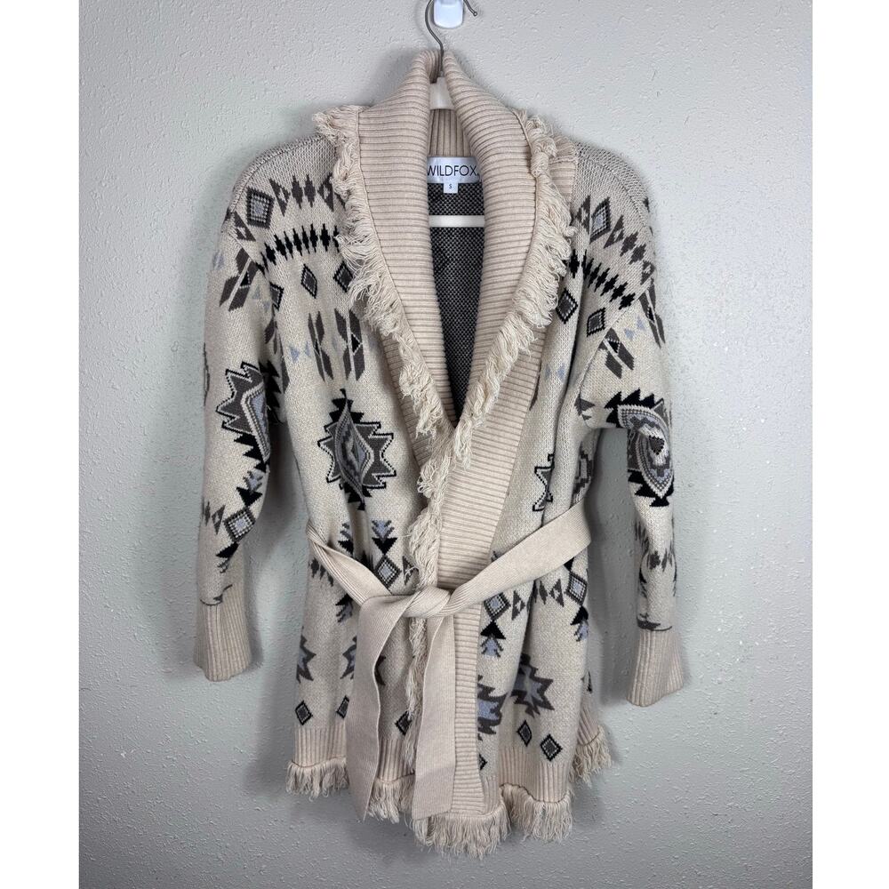 Wildfox Adobe Fringe Aztec Cardigan Womens Size Small